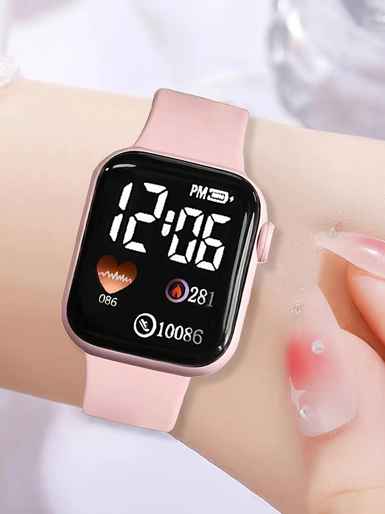 Set of 6 minimalist square LED watches with butterfly pearl jewelry Qme