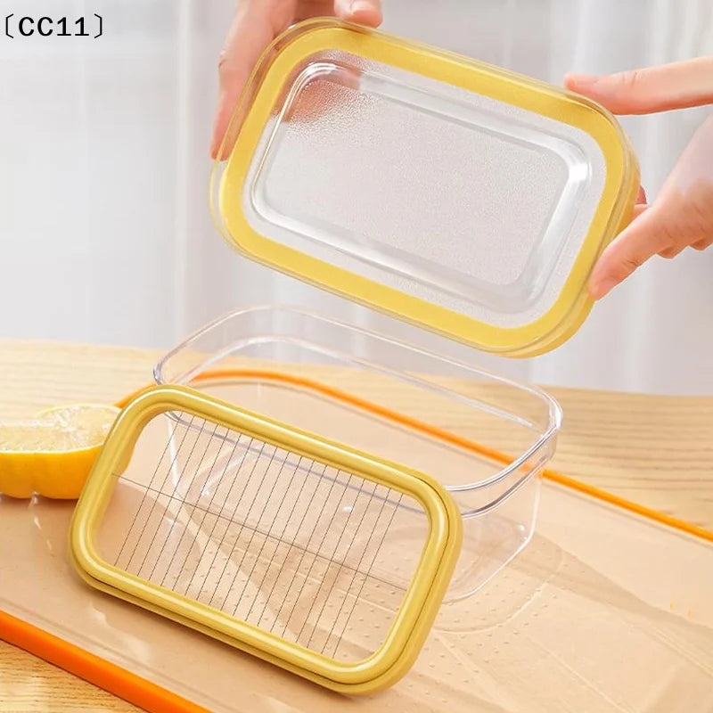 Butter Dish Keeper Cutter Slicer Clear Airtight Easy Cutting Qme