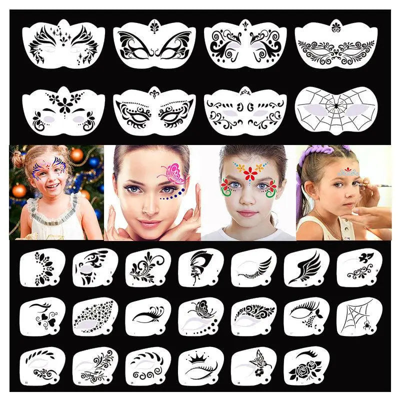 Face Paint Stencils Professional Body Art Templates Parties Makeup Qme