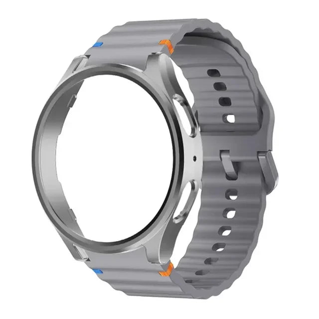 Case+Strap for Samsung Galaxy Watch 7 40mm 44mm Sport Silicone Band Bracelet PC Case Protector Cover Bumper for Galaxy Watch 7 6 Qme SpaceHH Galaxy Watch 7 40mm