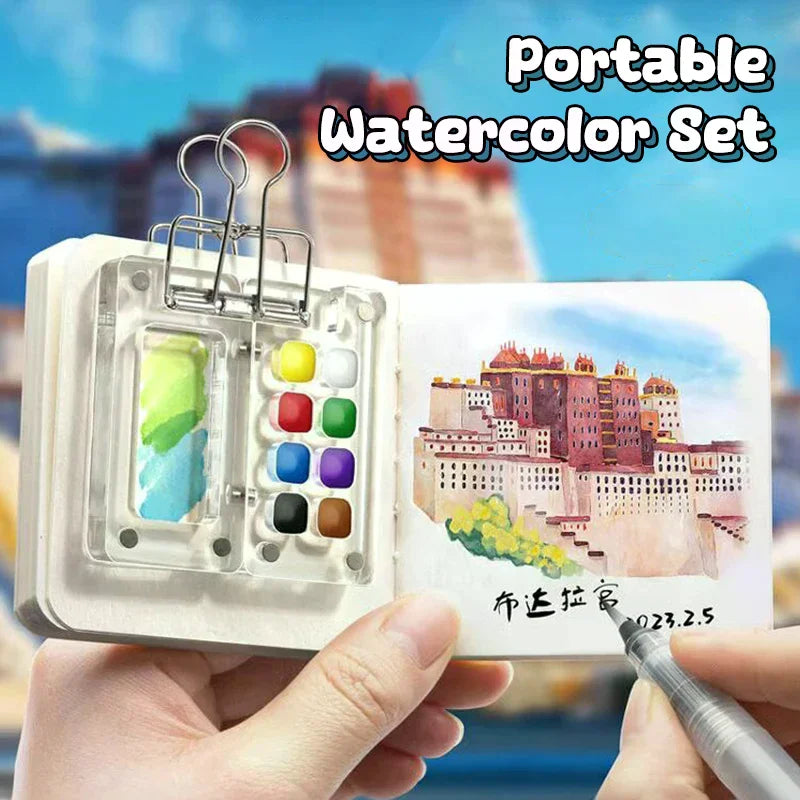Travel Watercolour Paint Palette Mini Pocket Artist Watercolor Sets Qme