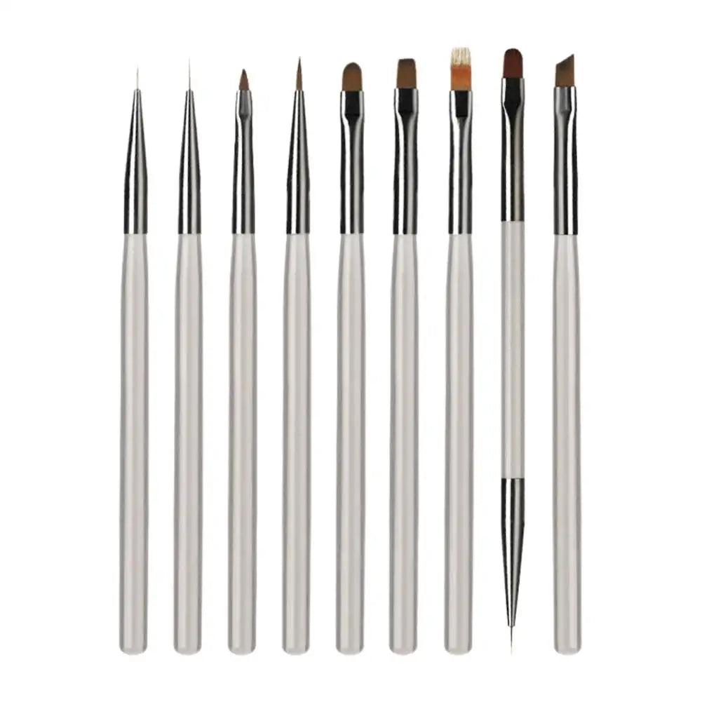 1 Fine Detail Paint Brush Acrylic UV Gel Drawing Dotting Manicure Qme 9PCS-grey