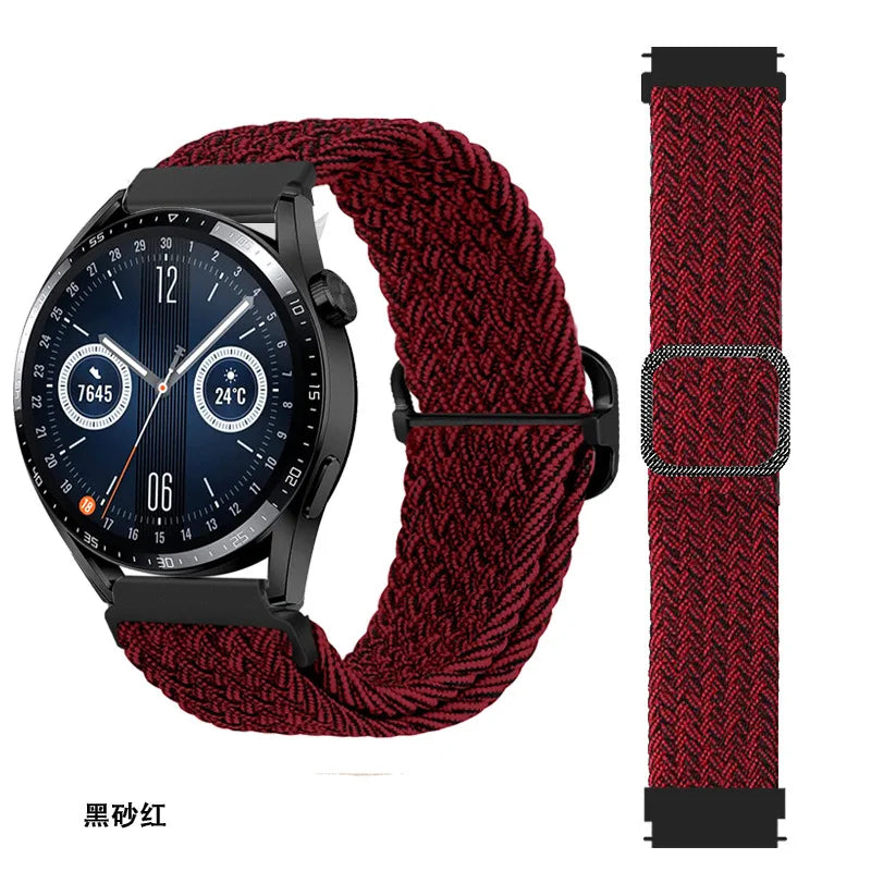 Elastic Nylon Braided Watch Band Adjustable Strap For Samsung Galaxy Watch 3 Huawei Watch 20MM 22MM 45MM 46MM Qme