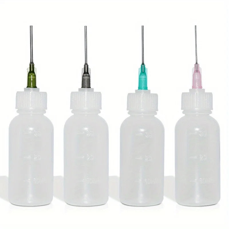6 Pack 30ml Squeeze Dispensing Bottles With Mixed Blunt Needle Tips & Extra Sealing Caps For Glue Oil Paint Rosin Flux DIY Qme