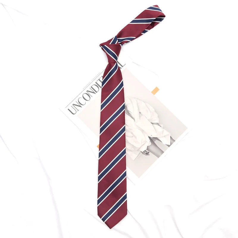 Fashion JK Striped Necktie Year Preppy Tie Graduation Campus Events Qme