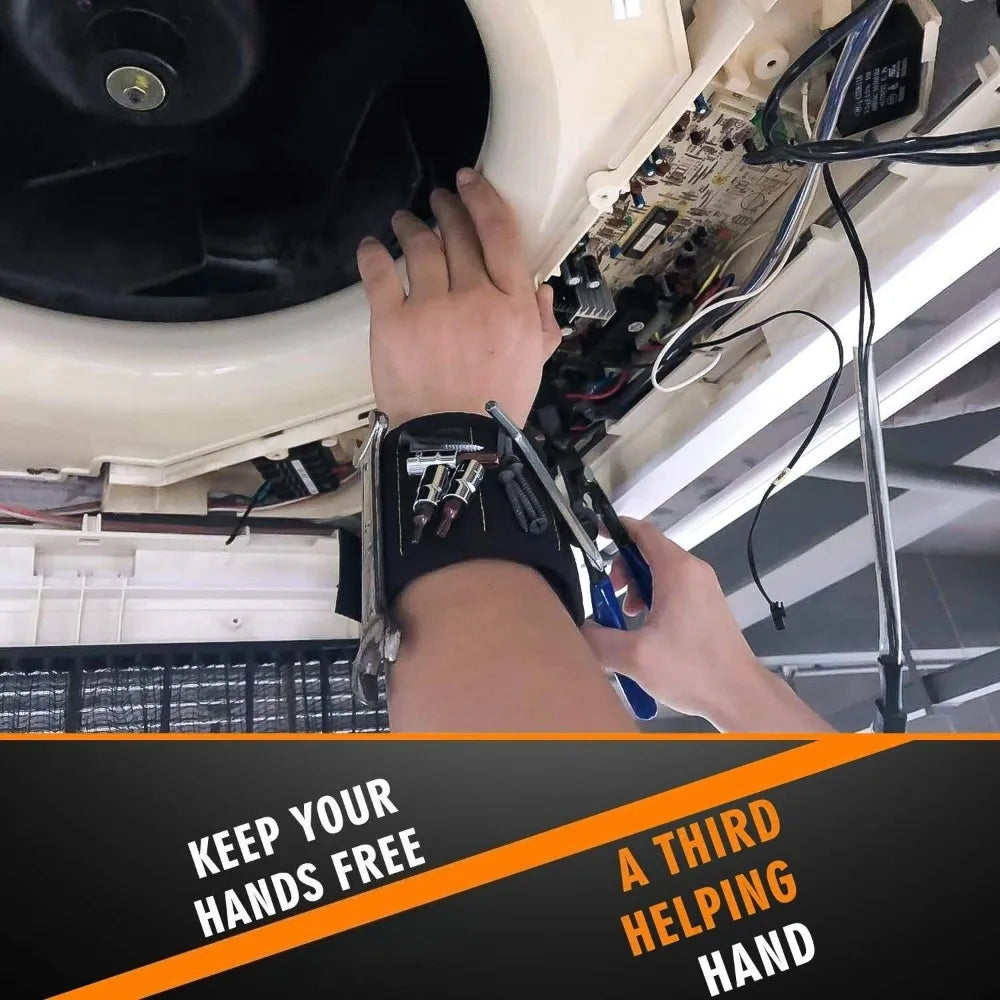 Strong Magnetic Wristband Portable Tool Bag Adjustable Magnetic fixation Tool Wrist Belt for Screws Metal Nails & Drilling Bits Qme