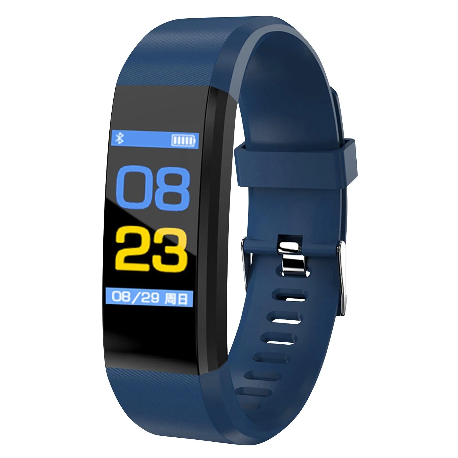 Waterproof Simple Smart Bracelet Sleep Detection Heart Rate Blood Pressure Blood Oxygen Sports Pedometer Watch For All People Qme Blue