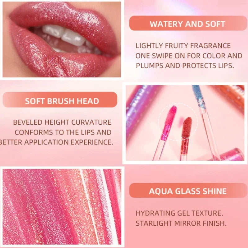 15 Colors Glitter Liquid Lipglaze Tint Laser Holographic Lipsticks Cosmetics Shiny Pigment Waterproof Makeup Women Lipglosses Qme