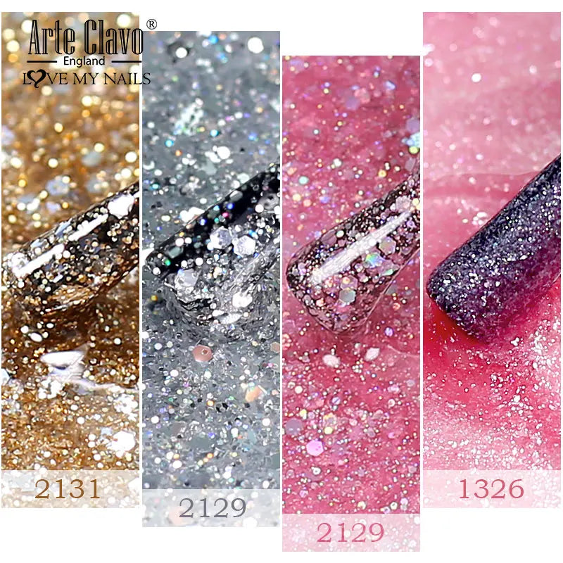 Arte Clavo Crystal Crushed Diamond Pink Blue Gel Nail Polish 2026 Qme