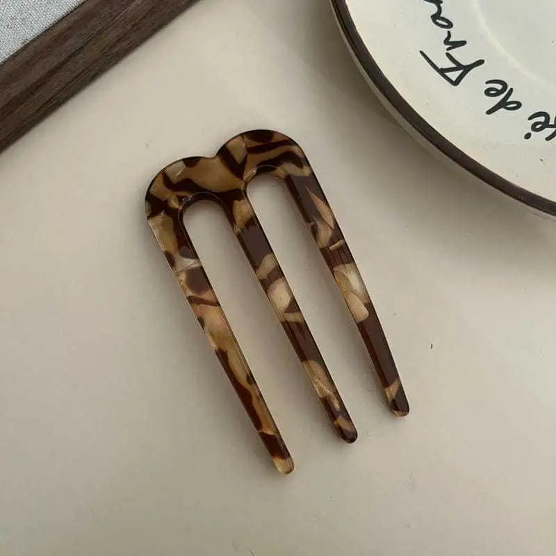 French Hair Pins Women U Shaped Forks Vintage Hairstyle Accessories Qme Coffee