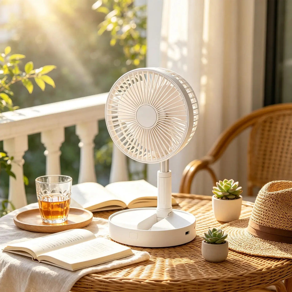 Portable Fan For Bedroom 185-Degree Tilt Quiet Blower Silent Foldable Rechargeable Standing Fan For Home Outdoor Camping Travel Qme