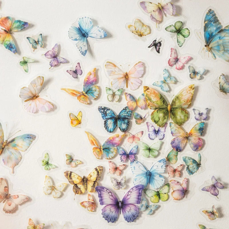 50pcs Butterfly Stickers pack Junk Journal Planner Collage Aesthetics Decoration Scrapbooking Supplies School Stationery Sticker Qme