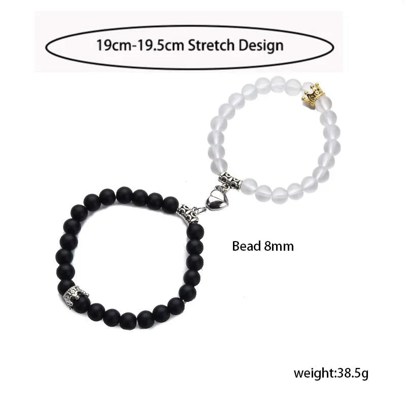 Hot Sale Zinc Alloy Purple and More Colors Couple Bracelets Heart Magnetic Attraction Matching Bracelet for Lovers Qme