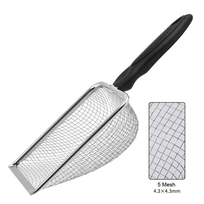 ^Pet Cleaning Tools Stainless Steel Feces Shovel Net Cat Litter Shovel Reptiles Lizard Sand Shovel Mesh Screen Fecal Spoon Qme 4.3X4.3mm