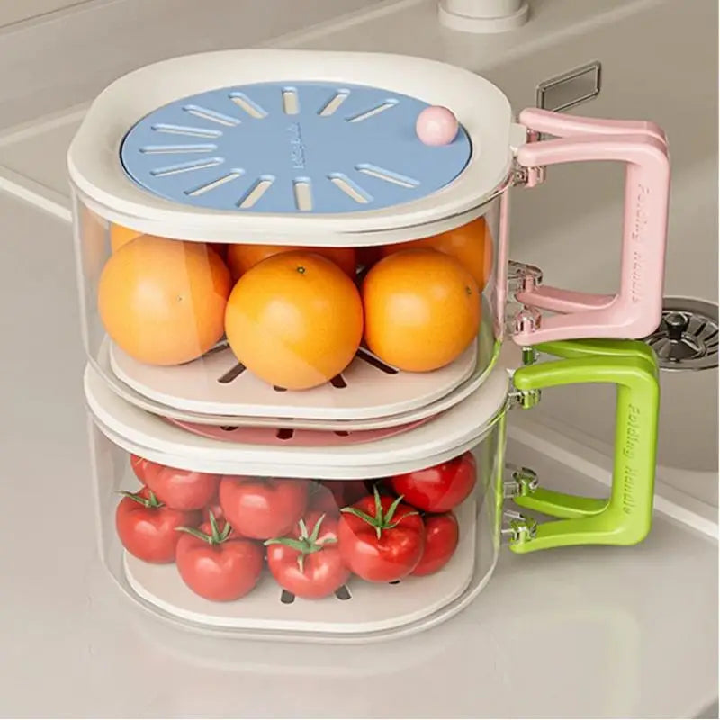 2-in-1 Vegetable Washing Basin Home Double-layer Fruit Lid Drain Qme