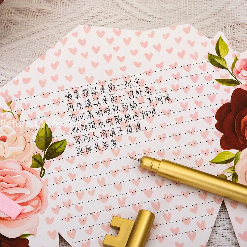 3D Bouquet Bow Hot Stamping Greeting Card Valentine's Day Wedding Bouquet Invitation Letter Holiday Blessing Gift Message Card Qme