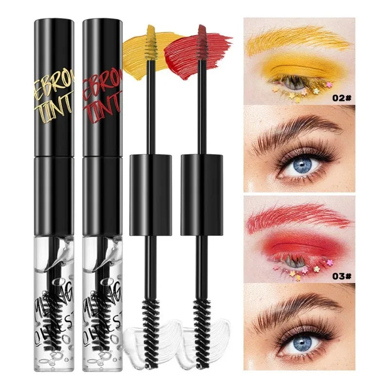Double Ended Brow Tint & Setting Gel - Waterproof Eyebrow Makeup, Natural 3D Effect, Smudge-Proof Long Lasting Brow Enhancers Qme