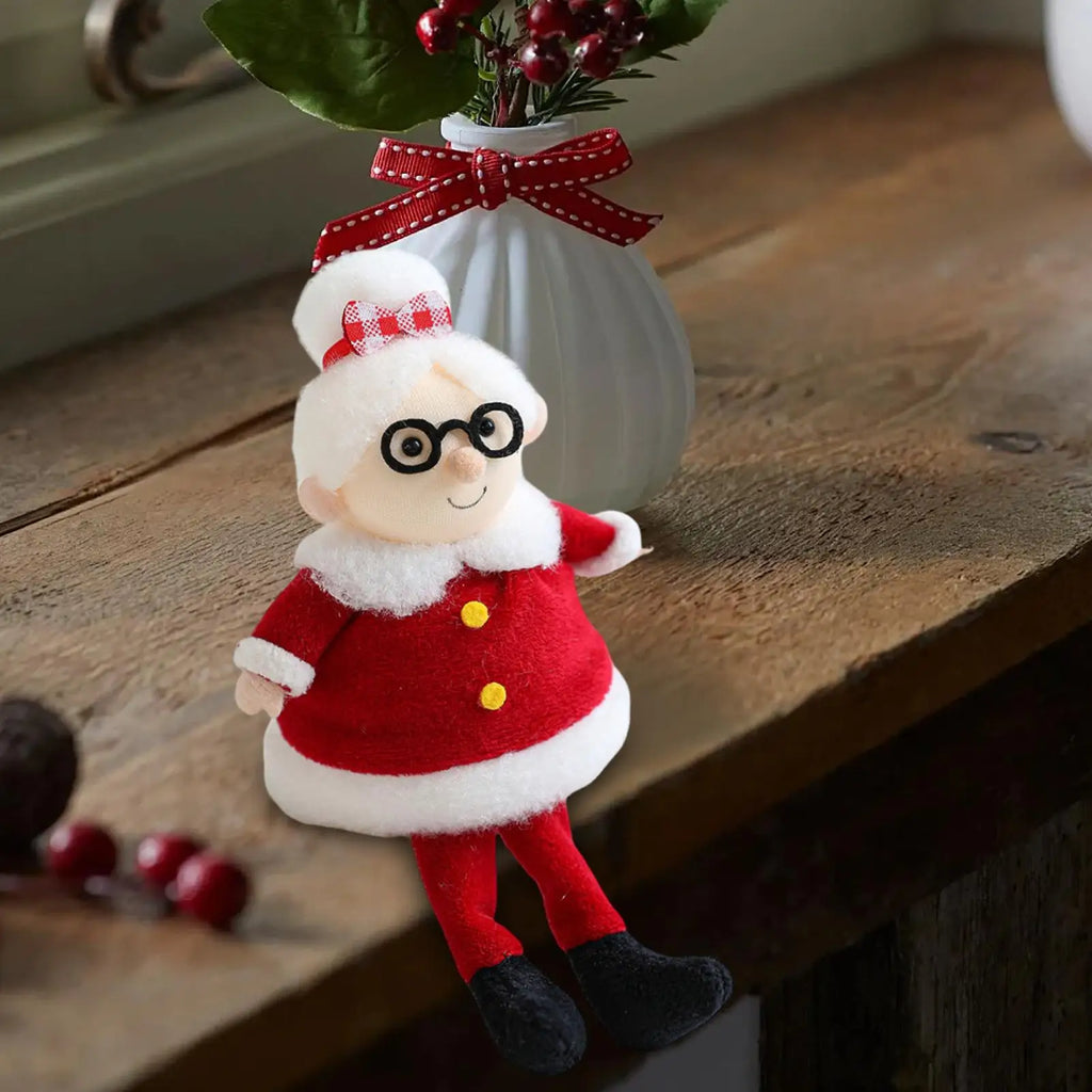 1pcs cartoon Santa Doll Soft Christmas Santa Claus Sitting Plush Ornament Decoration For Car Shelf Home Living Room Indoor Qme