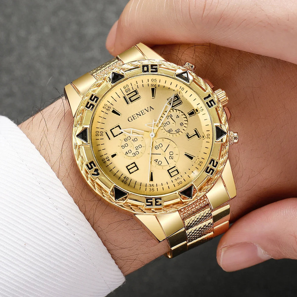 4 Pcs/set Men's Fashion Business Watches Large Display Analog Quartz Watch for Men Watch Gift Men's Watches (Without Box) Qme 3