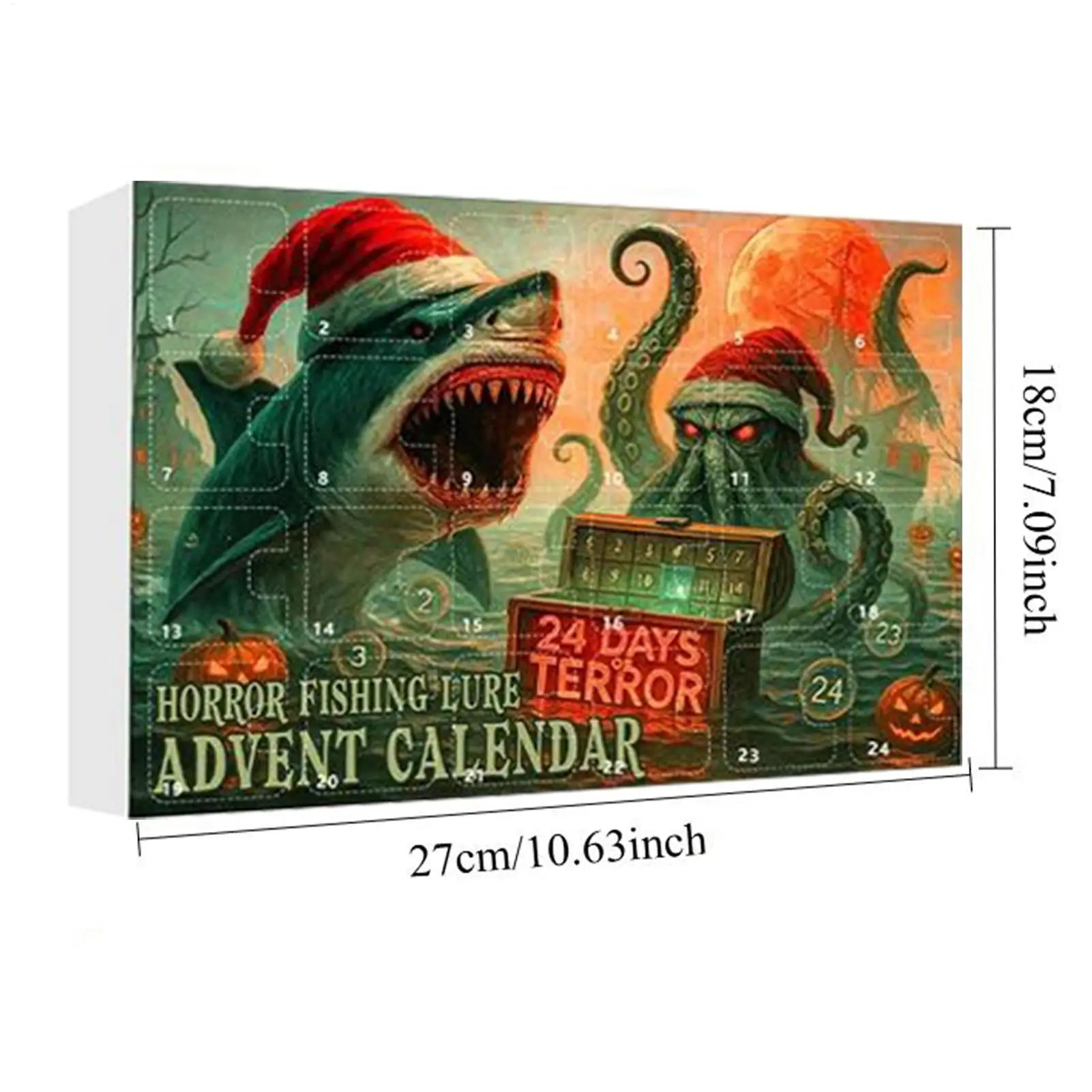 Advent Fishing Calendar 2025 24-Day Bait Holiday Fish Lure Countdown Qme