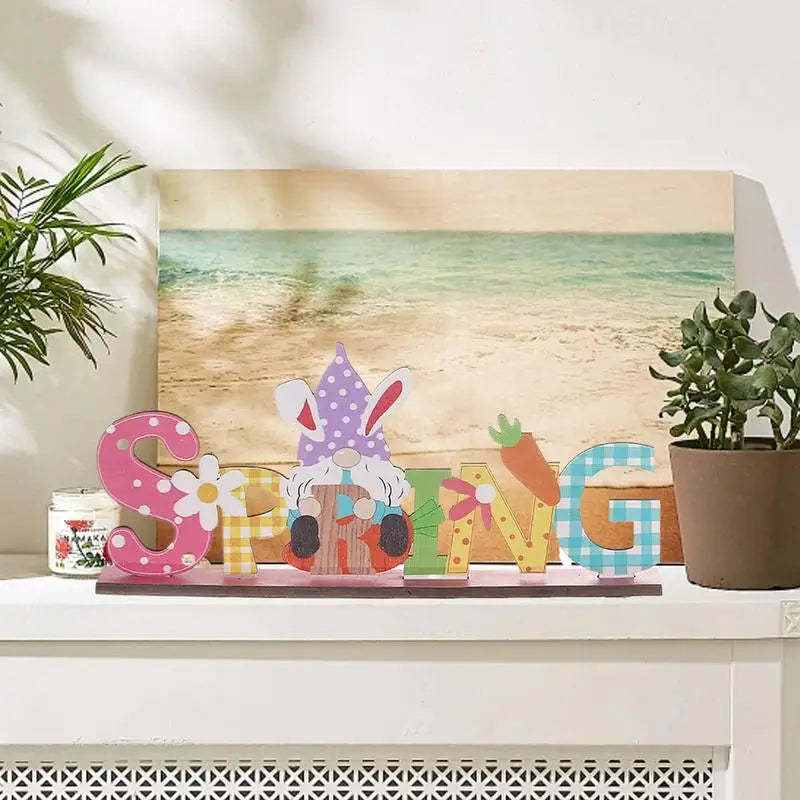 Bunny Easter Sign Table Gnome Wooden Tiered Tray Decor 2X Desk Qme China Mainland