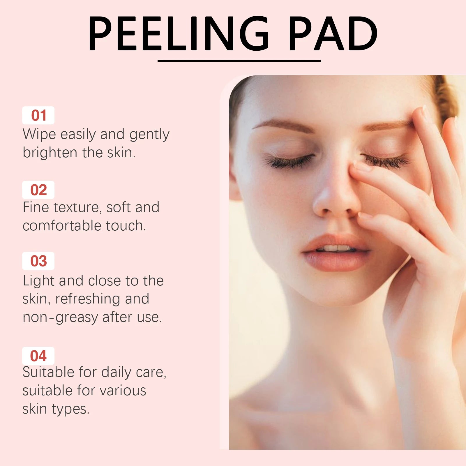 70pcs Red Succinic Acid Peeling Pads Gentle Exfoliation Soothing Moisturizing Delicate Smooth Skin Panthenol Facial Peeling Pads Qme