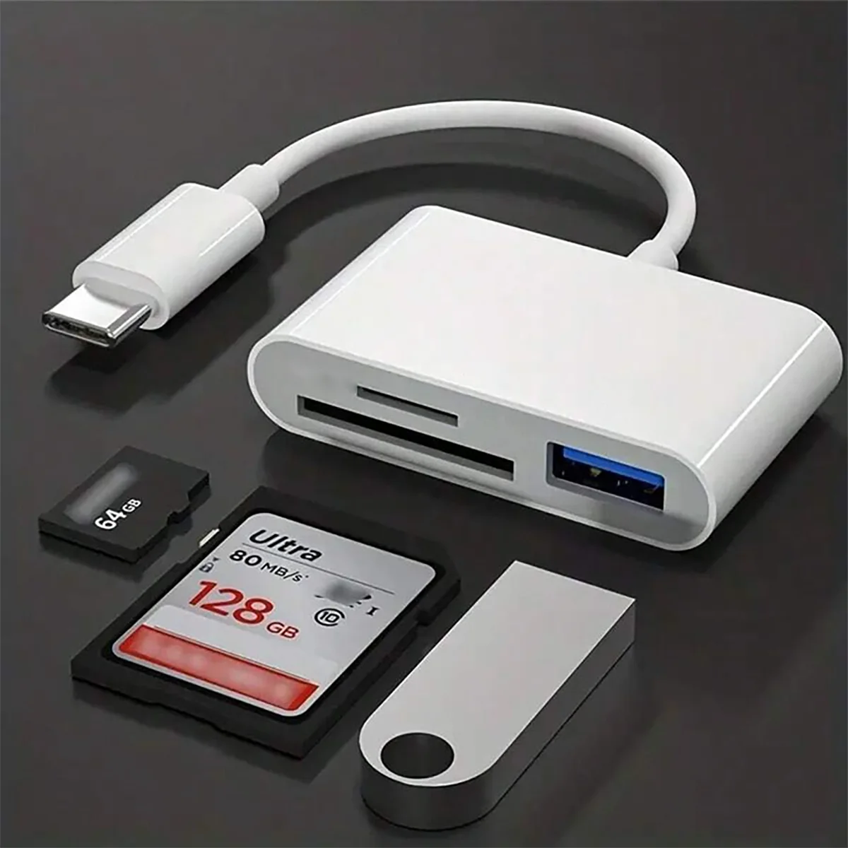 3-in-1 Multifunctional Type-c Card Reader Suitable Computer Mobile Qme