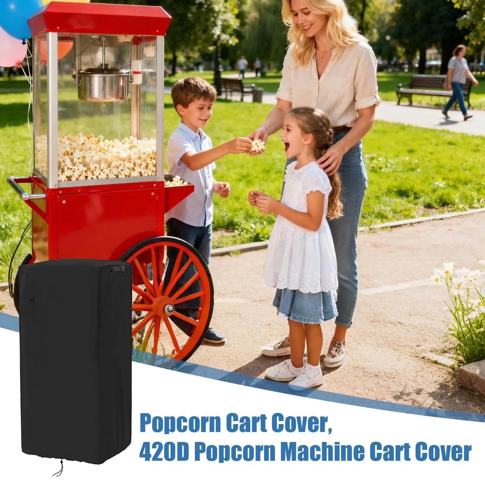Popcorn Machine Cart Cover Dustproof Waterproof Heavy Duty 420D Machine Sleeve Cart Covers Popcorn Maker Protector For Outdoor Qme