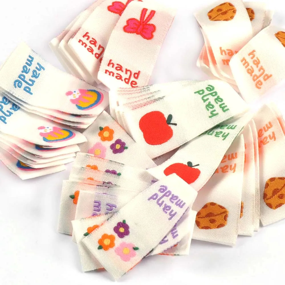 50Pcs Cartoon Cake/Apple/Cheese Embroidery Labels For Sewing Garment Accessories DIY Bag Shoes Tags Crafts c3523 Qme