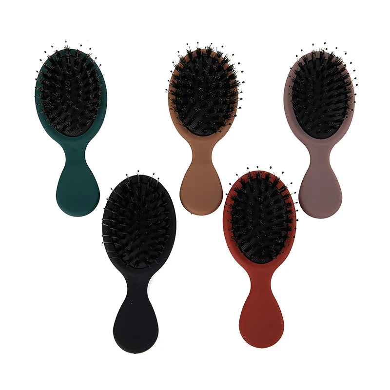 Oval Boar Bristle&nylon Hair Comb Mini Anti-static Scalp Massage Qme