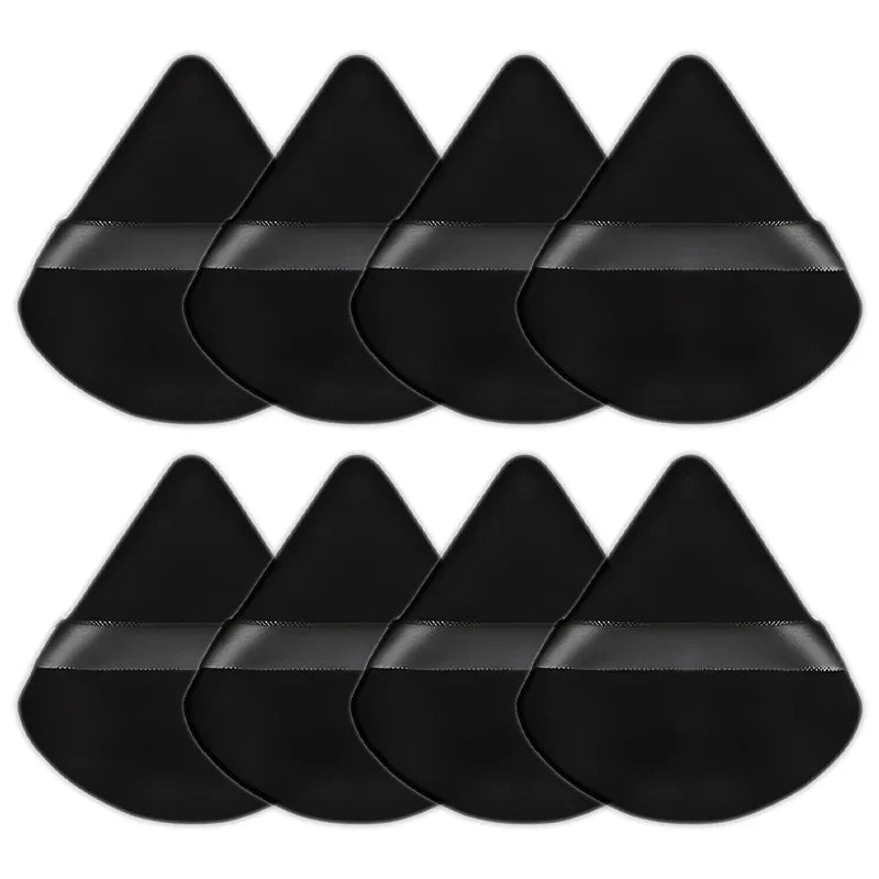 Velvet Cosmetic Foundation Puff Soft Triangle Makeup Puffs Women Face Beauty Sponge Blender Washable Makeup Powder Accessories Qme 8PCS Black