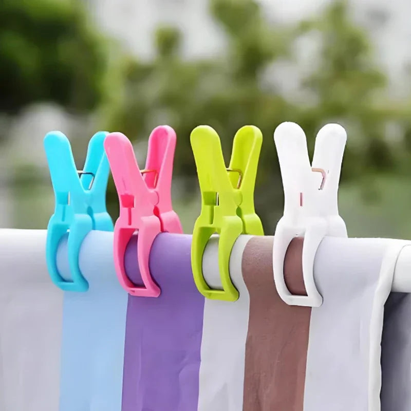 Plastic 5pcs Quilt Pegs Beach Towel Clips Laundry Clothes Pegs Clamps Home Hanging Clip Clothespins Bathroom Organization Qme