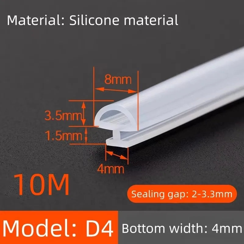 10M Silicone Sealing Strip for Doors and Windows Windproof Warm Durable Shock-absorbing Buffering Anti-collision Sealing Strip Qme D4