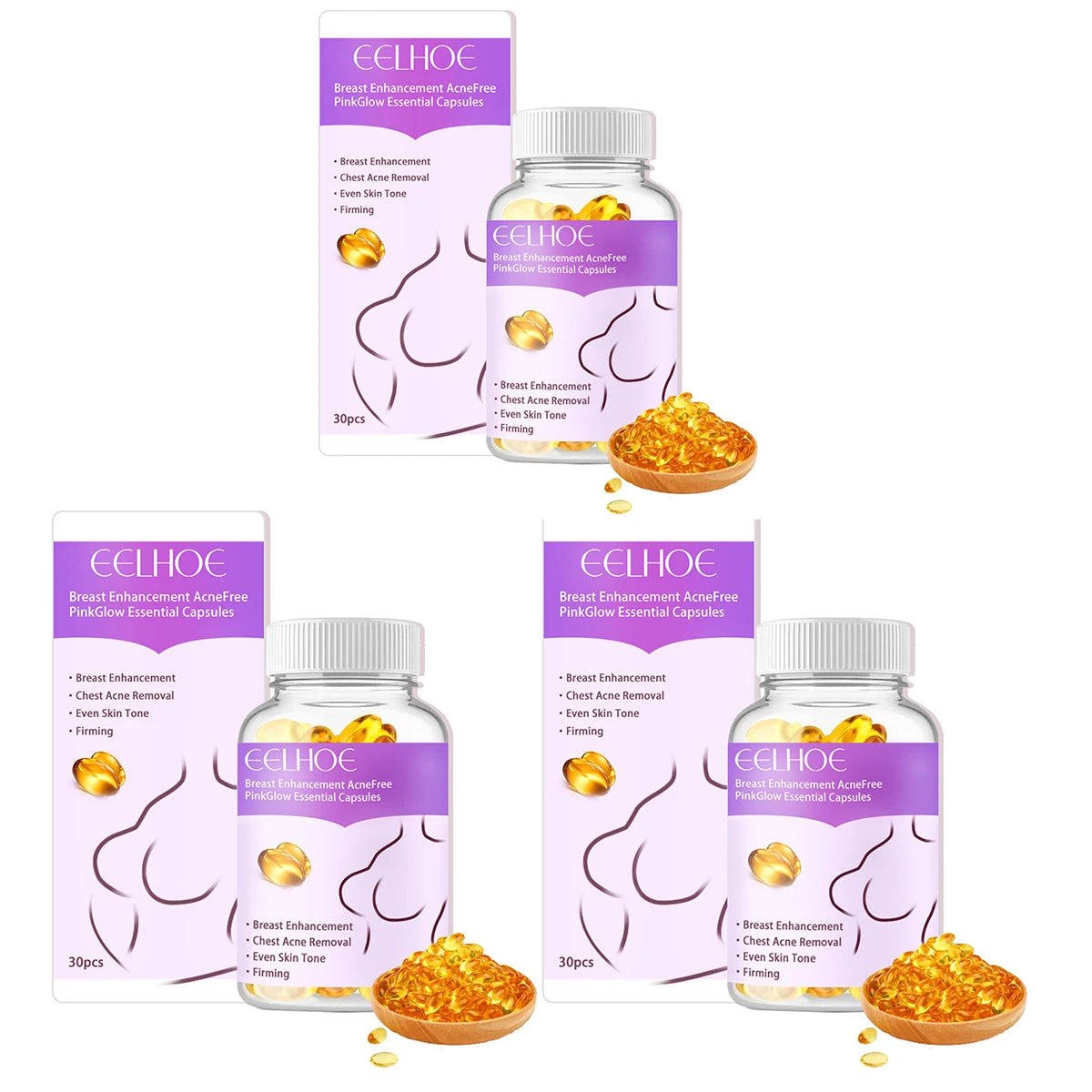 Breast Enhancement Oil Serum Firming Tightening Massage Box Qme 3 Pieces