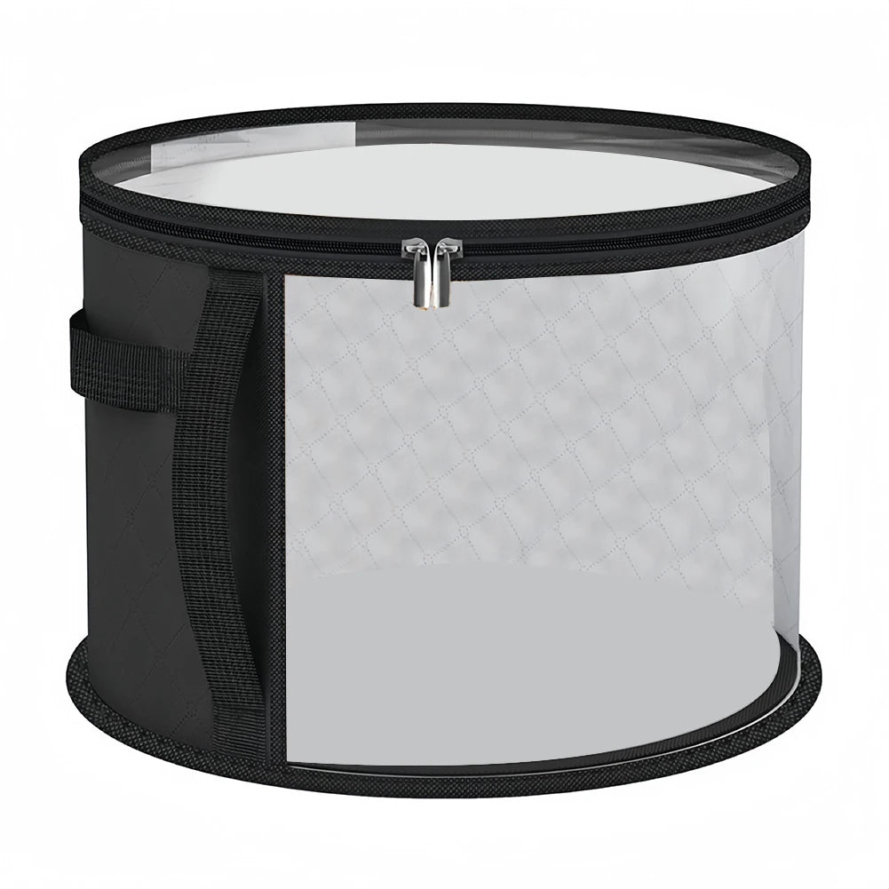 Non-woven Fabric Hat Storage Bucket Clothing Travel Portable Qme Black