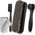 Horsehair Shine Shoes Brush Polish Dauber Applicators Cleaning Qme Black 4Pcs