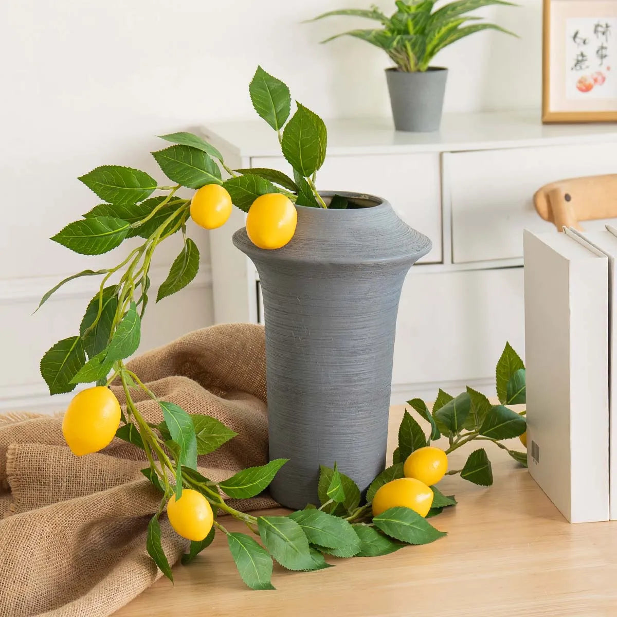 Artificial Lemon Wreath With Green Plants Home Door Wall Cover Wedding Holiday Party Dining Table Decoration Qme