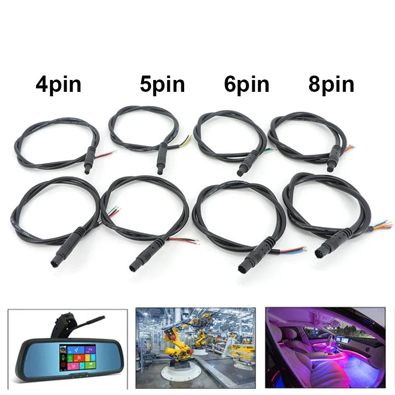 3pcs DIY 4pin core Car DVR Camera Extension Cable HD Monitor Vehicle Rear View/Back Up Camera Wire Male Female Plug Cord Qme Female 1.8M