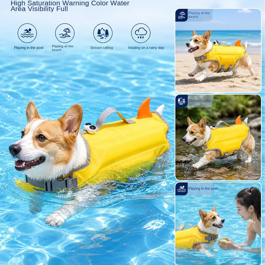 Dog Swim Vest Waterproof Breathable Clothes Dog Swimming Vest Floating Jacket for Puppy Small Medium Pet Pool Outdoor Lake River Qme