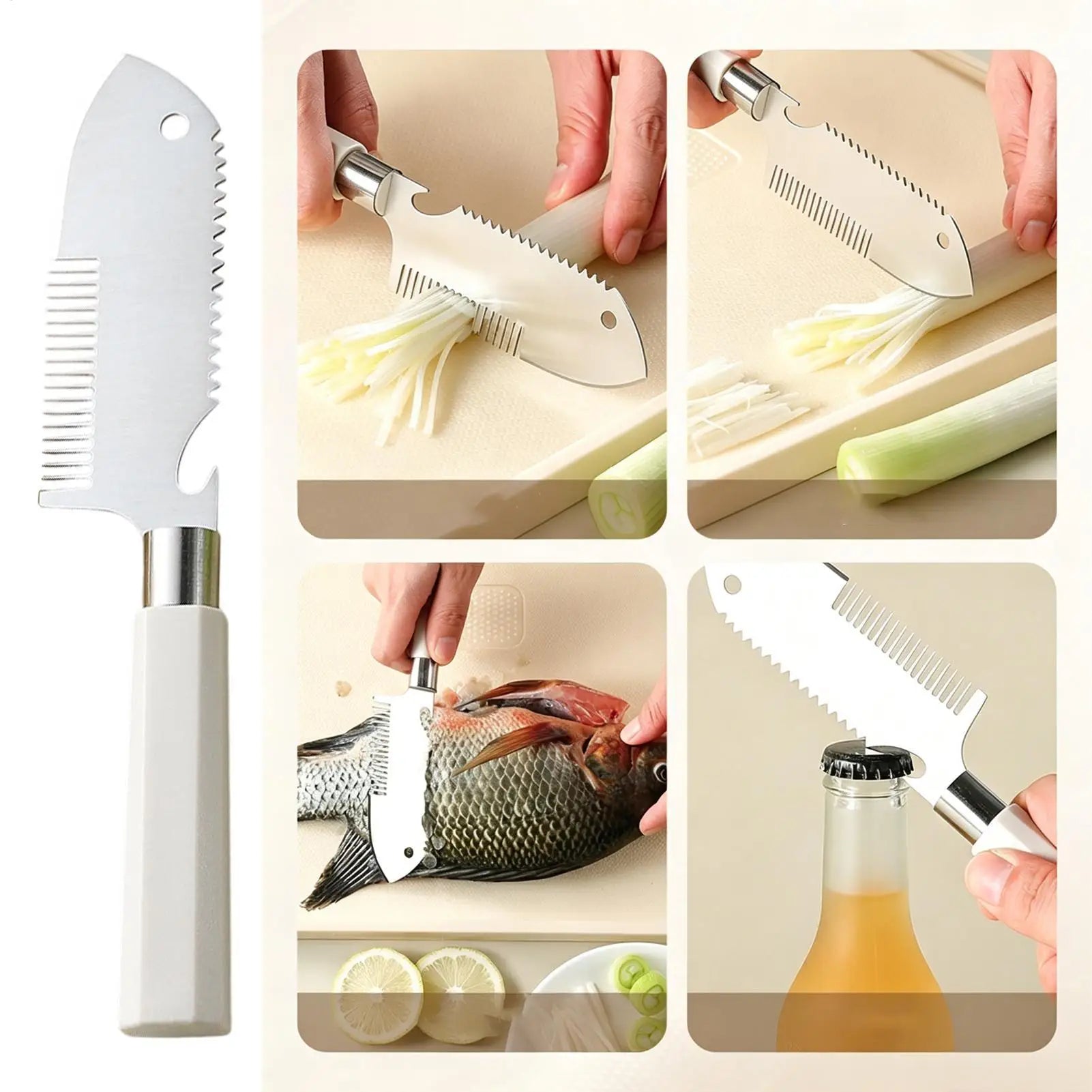 Green Onion Cutter Ergonomic Non-slip Handle Bottle Opener Vegetable Qme