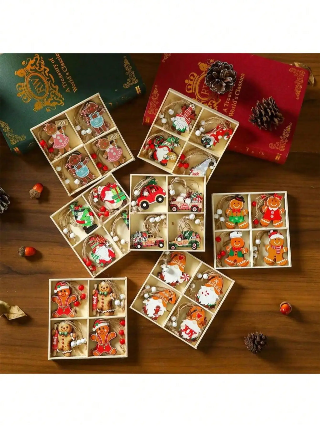 Faceless Old Man Christmas Wooden Pendant Box Tree Small Qme
