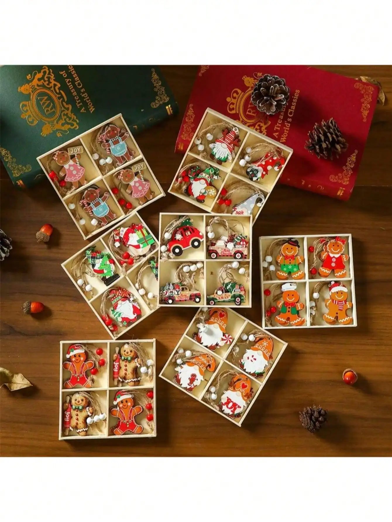 Faceless Old Man Christmas Wooden Pendant Box Tree Small Qme