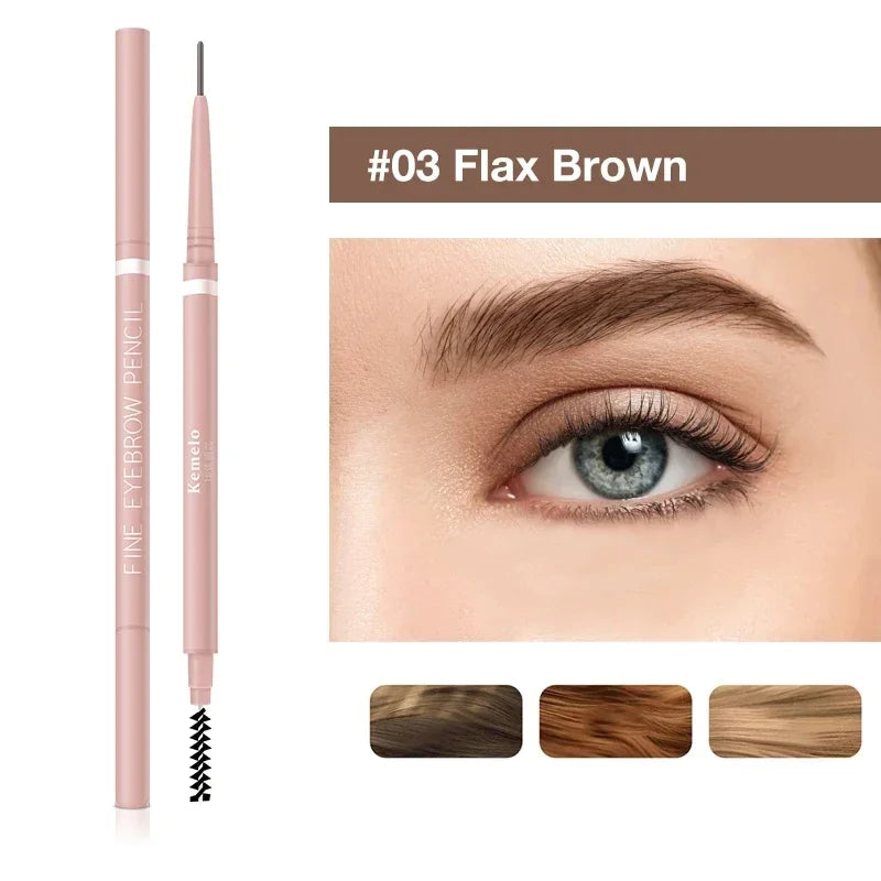 1PC 1.5mm Ultra Fine Double-Ended Eyebrow Pencil Waterproof Sweat-proof Long Lasting Professional Eye Makeup For Women Qme X3 Flax brown