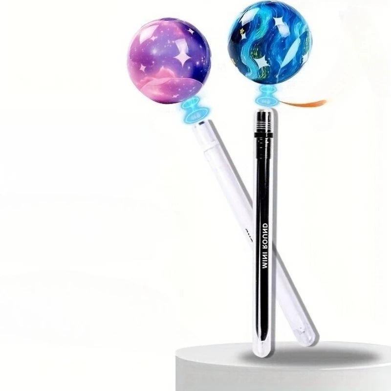 Magnetic Levitating Starry Sky Gel Pen 0.5mm Black Ink Smooth Writing Anti-Stress Smooth Writing Pen for Students Office Qme Blue Pink 2pcs