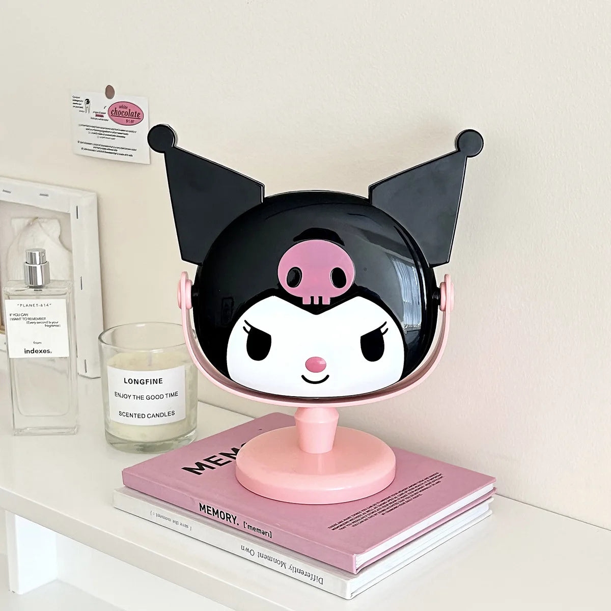 Kuroomi-Style Desktop Makeup Mirror Creative and Cute Cartoon-Themed Rotating Touch-Up Mirror Qme 1