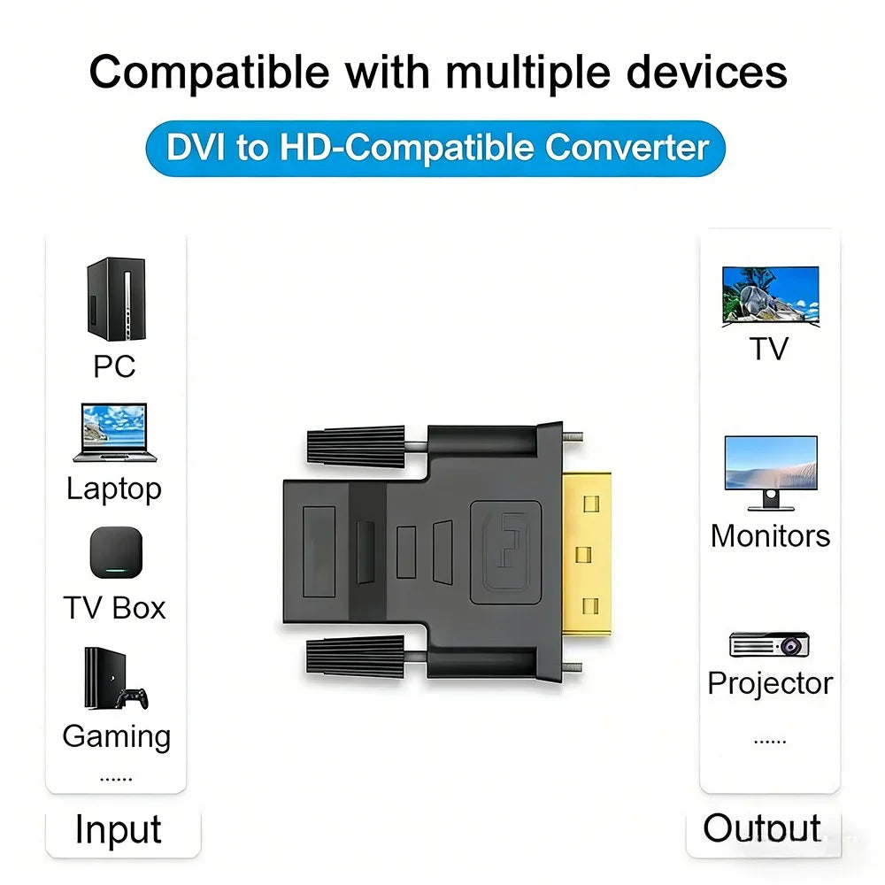 1080P Bi-directional DVI to HDMI Adapter DVI 24+1 Male to HDMI Female Connector Converter For Laptop TV Box Multimedia Accessory Qme