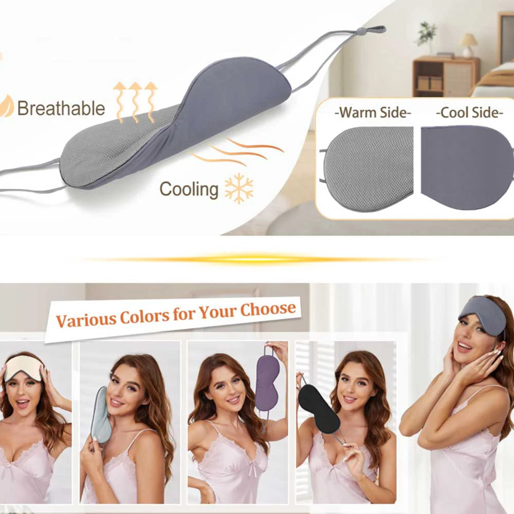 Eye Mask Warm & Cool Dual Use Adjustable Light Blocking Breathable Ice Silk Sleeping Travel Eye Cover Night Aid Sleep Eyepatch Qme