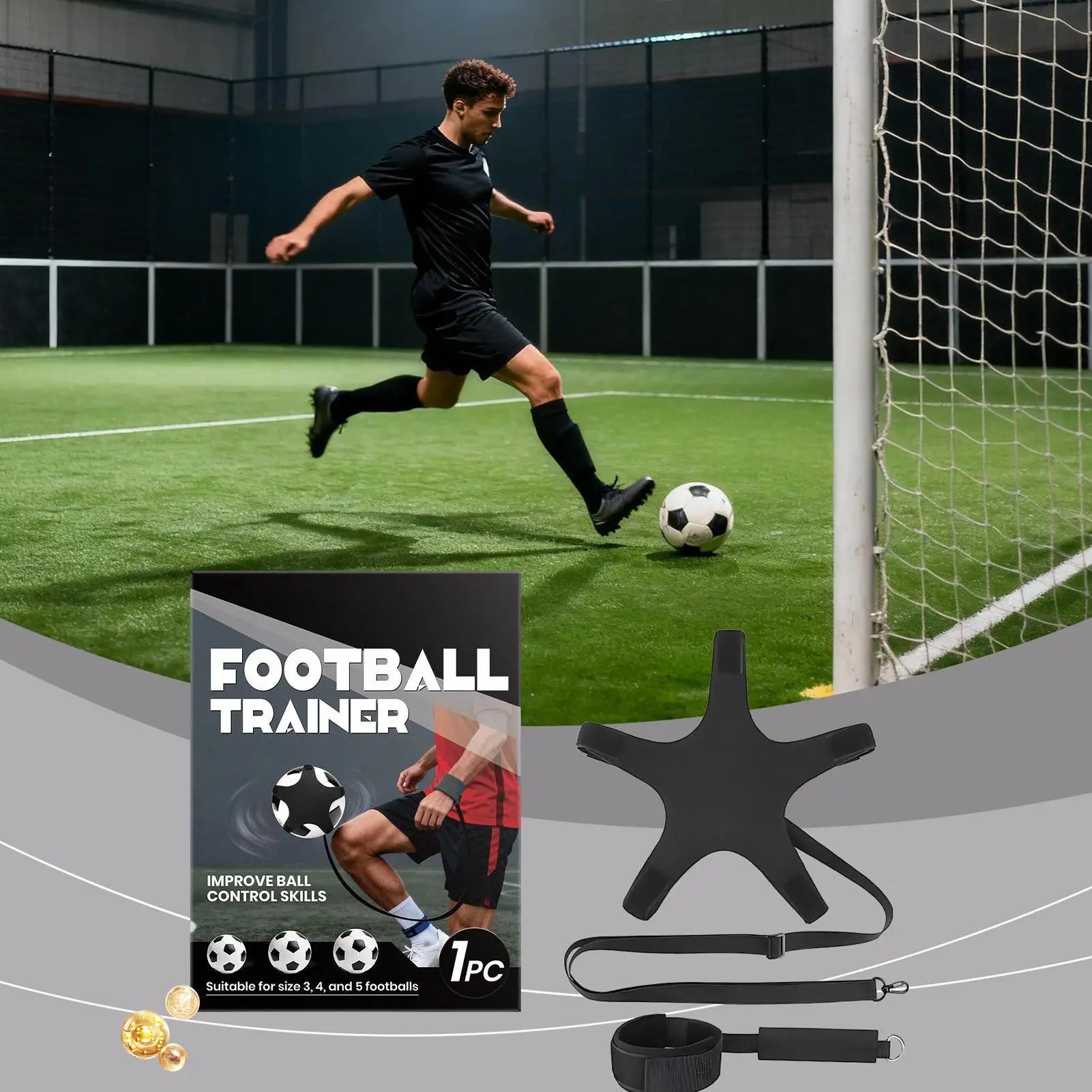 Soccer Kick Trainer Practice Gear with String Adjustable Wristband Practice Training Aid for Boys Girls Indoor Backyard School Qme