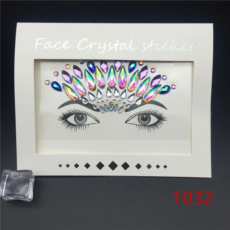 Face Gems Rhinestone Temporary Tattoo Jewels Festival Party Body Eyes Glitter Stickers Flash Mermaid Temporary Tattoos Sticker Qme 1032