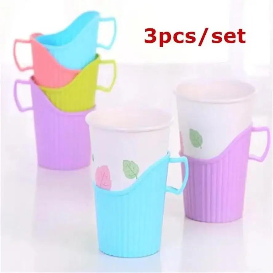 3PCS Disposable Paper Cups Drag Thick Cup Holders Plastic Cup Holders Hot Water Insulation Cup Holders Cup Holders Wholesale Qme